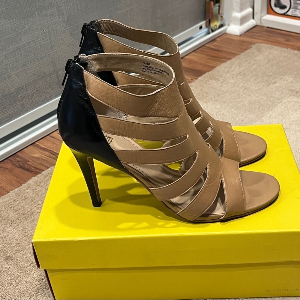 14th & Union Heels Black Nude Strappy 4” Size 9.5